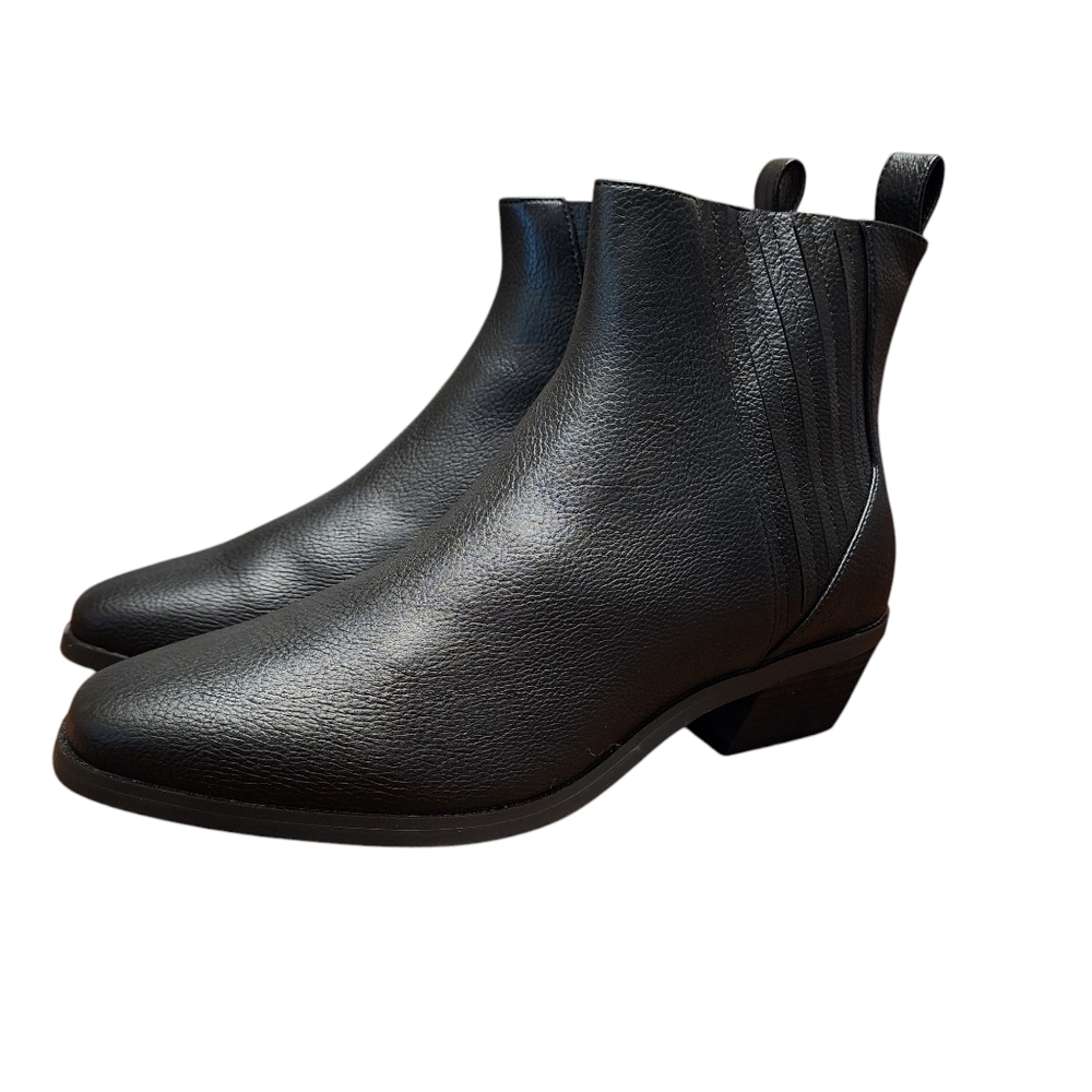 Black Pull On Womens Ankle Boots Size 11